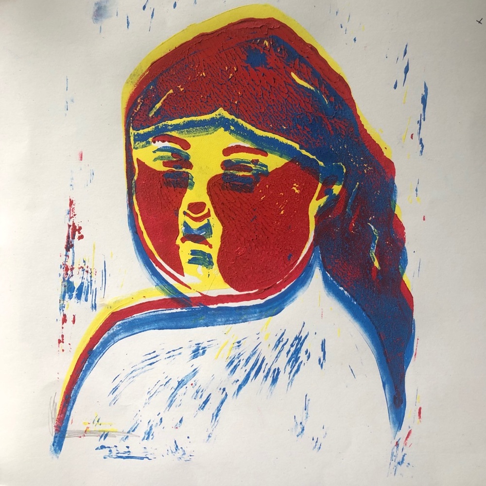 Primary Color Trippy Girl Print